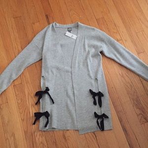 Grey Cardigan w/ Black Bows along the sides!
